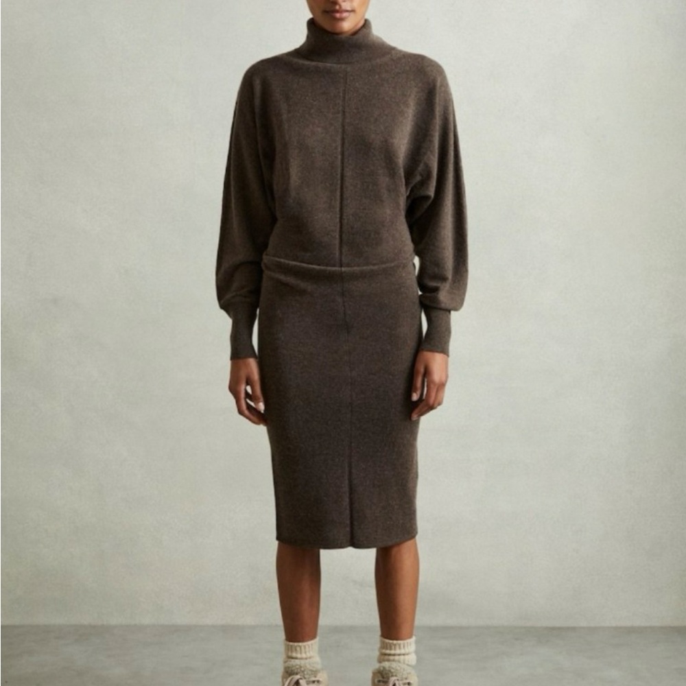 Reiss Winslet Cashmere Wool Dress – Chocolate Brown – Size S –NWOT – $325 Retail